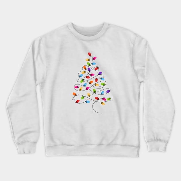 Colorful Christmas light bulb tree Crewneck Sweatshirt by GULSENGUNEL